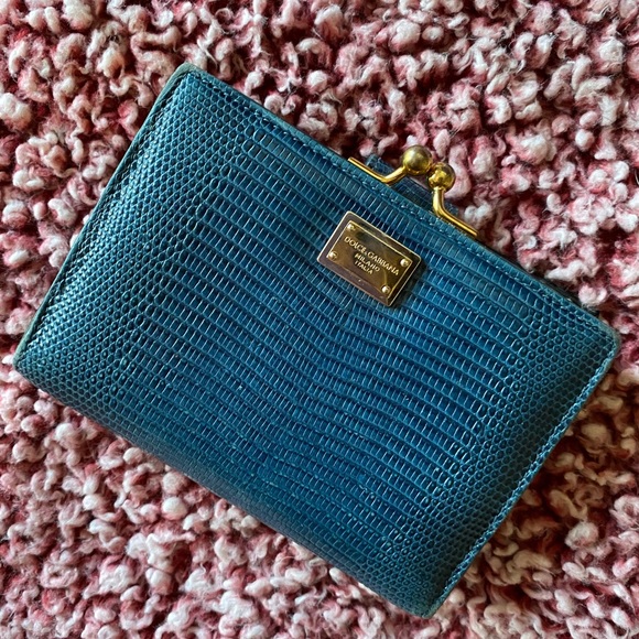Dolce & Gabbana Handbags - Dolce & Gabbana Blue Kiss Lock Wallet
